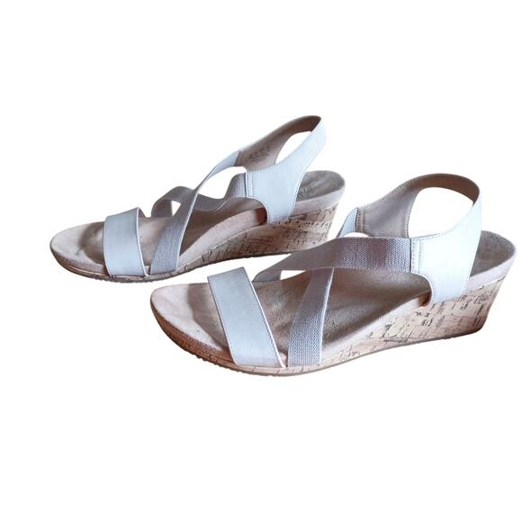 Life Stride Soft Soles Women 10W Beige Strappy Stretch Comfort Wedge Heel Sandal - Picture 2 of 11